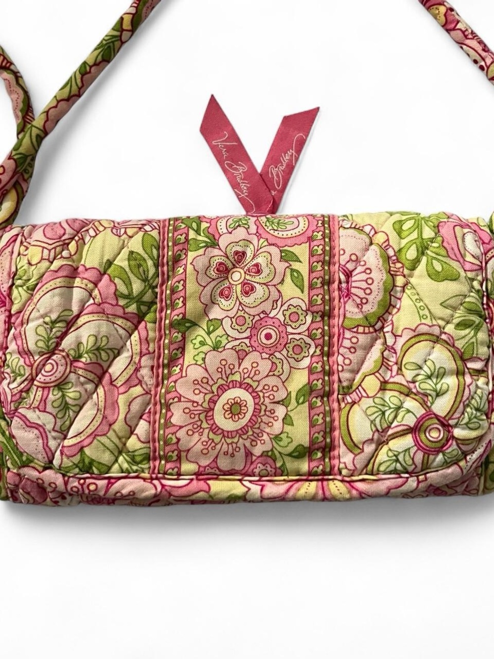 Vera Bradley Petal Pink and Green Floral Crossbody Wallet